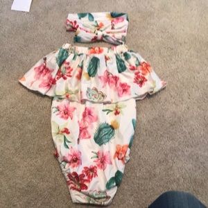 One piece body suit with matching headband